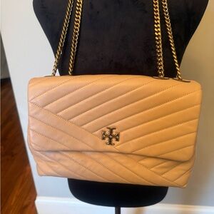 Tory Burch Beige Quilted Shoulder Bag